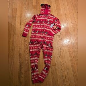 Disney Parks Mickey Mouse Icon Holiday One-Piece Pajama for Adults Size M NWT